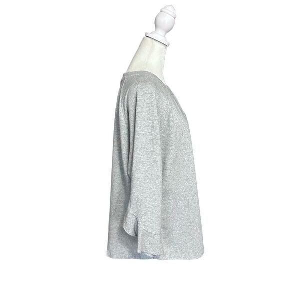 Lisa Rinna Collection Gray 3/4 Flutter Sleeve Crewneck Sweatshirt Size XL - Picture 2 of 12